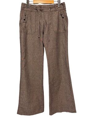 Chado Brown Linen Blend Wide Leg Pants Boho Cottagecore S
